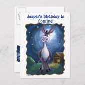 可愛いロバ日付の保存パーティーセンターはがき 案内ポストカード (正面/裏面)