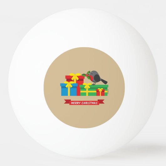 可愛いロビンと4つのギフトカラフル 卓球ボール (正面)