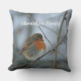 可愛いロビンの鳥の写真モノグラムの アウトドアクッション