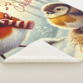 可愛いロビンス凍ってい、クリスマス シェルパブランケット (3/4)