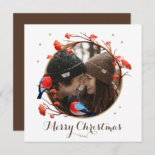 可愛いロビンバーズベリーリースクリスマスフォト シーズンカード (正面/裏面)