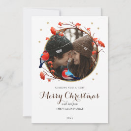 可愛いロビンバーズベリーリースクリスマスフォト シーズンカード
