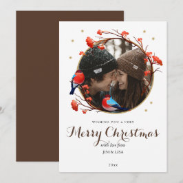 可愛いロビンバーズベリーリースクリスマスフォト シーズンカード