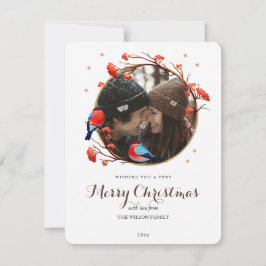 可愛いロビンバーズベリーリースクリスマスフォト シーズンカード