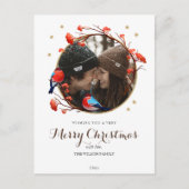 可愛いロビンバーズベリーリースクリスマスフォト ポストカード (正面)