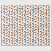 可愛いロビンメリークリスマス80年代レトロバードパターン ラッピングペーパー (フラット)