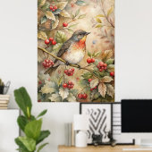 可愛いロビン ポスター (ホームオフィス)