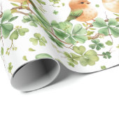 可愛いロベバードグリーンハットシャムロックサンパトリックの日 ラッピングペーパー (ロールコーナー)