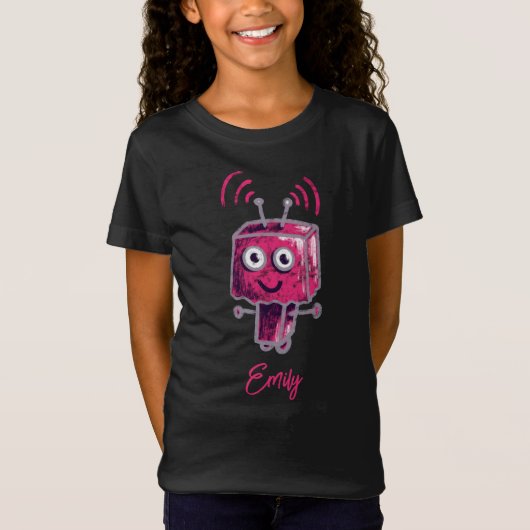 可愛いロボグランジットピンク名 Tシャツ (正面)