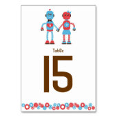 可愛いロボットテーマ結婚のテーブル番号 テーブルナンバー (裏面)