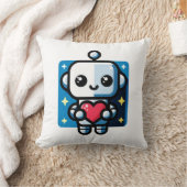 可愛いロボット保持ハート – 愛と技術 クッション (ブランケット)