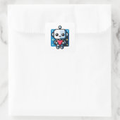 可愛いロボット保持ハート – 愛と技術 スクエアシール (バッグ)