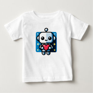 可愛いロボット保持ハート – 愛と技術 ベビーTシャツ
