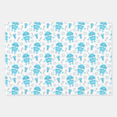 可愛いロボット包み紙セット3 ラッピングペーパーシート (正面3)