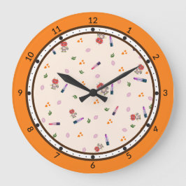 可愛いロボット柄 ラージ壁時計