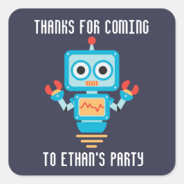 可愛いロボット誕生感謝してい日会お前スクエアステッカー スクエアシール