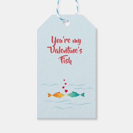 可愛いロマトニックフィッシュバレンタインデー ギフトタグ (正面)