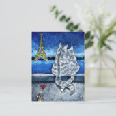 可愛いロマンスパリスキャッツマウスハートはがき ポストカード (スタンド正面)