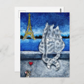 可愛いロマンスパリスキャッツマウスハートはがき ポストカード (正面/裏面)