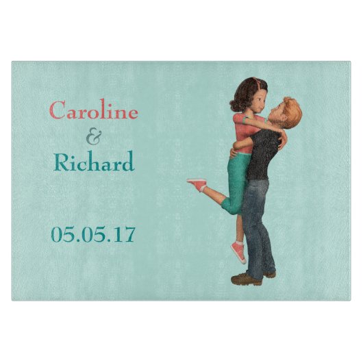 可愛いロマンス:スウィートアーツパーソナライズされたエンブレイス カッティングボード (正面)