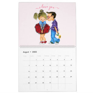 可愛いロマンチックなカップル – 愛 – 愛する – キス カレンダー
