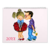 可愛いロマンチックなカップル – 愛 – 愛する – キス カレンダー (カバー)