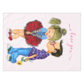 可愛いロマンチックなカップル – 愛 – 愛する – キス テーブルクロス (正面(横))