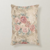 可愛いロマンチックなピンクのローズヴィンテージアートワーク背景 アクセントクッション (正面(垂直))