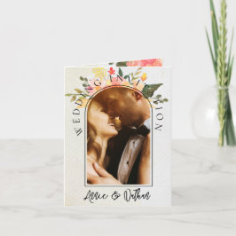 可愛いロマンチックなフローラArchスクリプト2写真結婚s 招待状