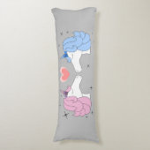 可愛いロマンチックなユニコーン童話ピンクブルーグレー ボディピロー (正面縦)