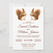 可愛いロマンチックなリス結婚式招待状 招待状 (正面)