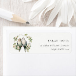 可愛いロマンチックな愛の鳥の植物性リースアドレス ラベル