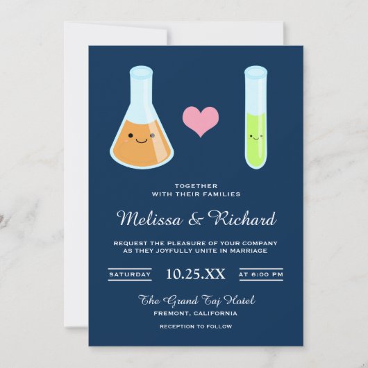 可愛いロマンチックな試験管かわいい結婚式招待状 招待状 (正面)