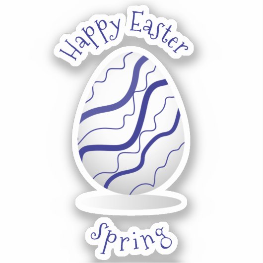 可愛いロマンチックハッピーイースターミニマル漫画 シール (正面)