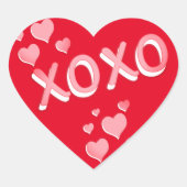 可愛いロマンチック赤ピンクハートXOXO ハートシール (正面)