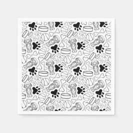 可愛いロングヘアダッシュンソーセージ犬 スタンダードカクテルナプキン