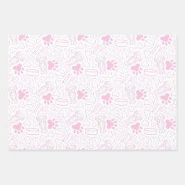 可愛いロングヘアダッシュンソーセージ犬 ラッピングペーパーシート