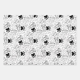 可愛いロングヘアダッシュンソーセージ犬 ラッピングペーパーシート