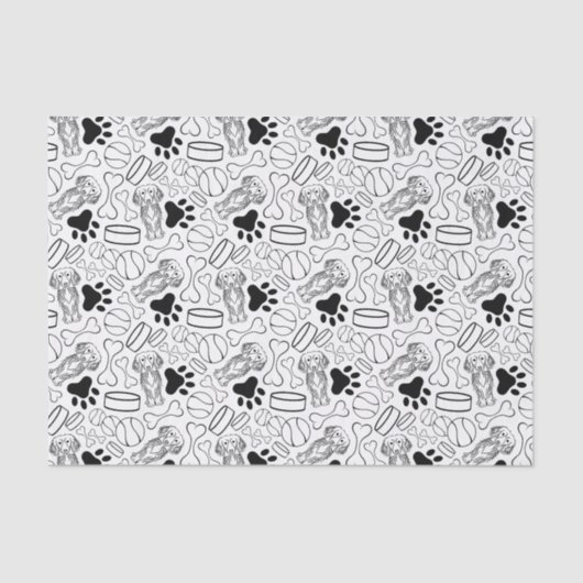 可愛いロングヘアダッシュンソーセージ犬 薄葉紙 (正面)