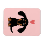 可愛いロングヘアダッチシュント子犬とハート マグネット (横)