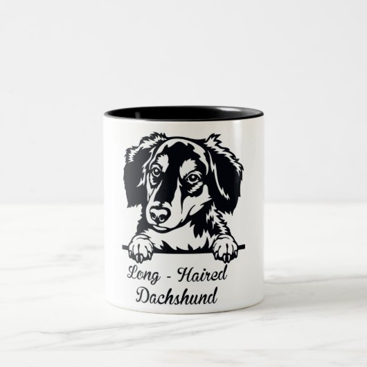 可愛いロングヘアダッチシュント2トーンのコーヒーマグ ツートーンマグカップ (中央)