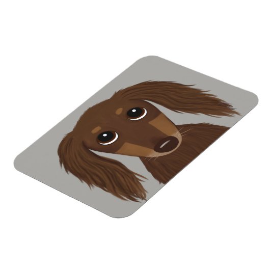 可愛いロングヘアチョコレートブラウンダシュント マグネット (左側)