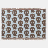 可愛いロングヘアチョコレートブラウンダックスシャンドパターン スローブランケット (正面)