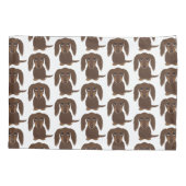 可愛いロングヘアチョコレートブラウンダックスシャンドパターン 枕カバー (裏面)