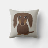 可愛いロングヘアチョコレートブラウンダッシュンドッグ クッション (裏面)