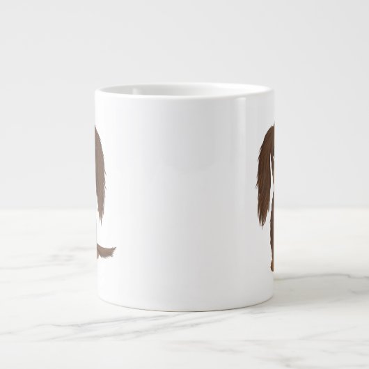 可愛いロングヘアチョコレートブラウンダッシュンドッグ ジャンボコーヒーマグカップ (正面)