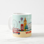 可愛いロンドンへようこそ コーヒーマグカップ (正面左)
