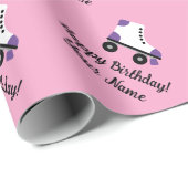 可愛いローラースケート誕生日カスタム紙 ラッピングペーパー (ロールコーナー)