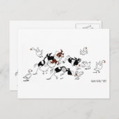 可愛いワイルドガチョウ追いかけ馬漫画はがき ポストカード (正面/裏面)