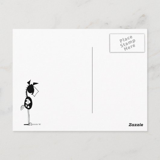 可愛いワイルドガチョウ追いかけ馬漫画はがき ポストカード (裏面)